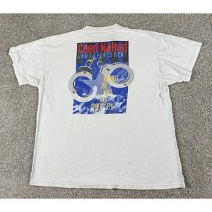 Vintage Coed Naked Shirt Men XL White Distressed Law Enforcement Graphic Tee 90s